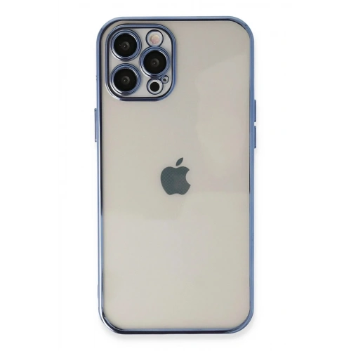 Mey İthalat®  iPhone 12 Pro Max Kılıf  Lensli Silikon - Açık Mavi