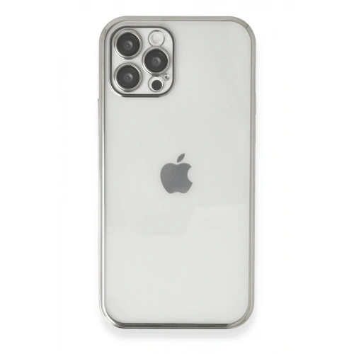 Mey İthalat®  iPhone 12 Pro Max Kılıf  Lensli Silikon - Gümüş
