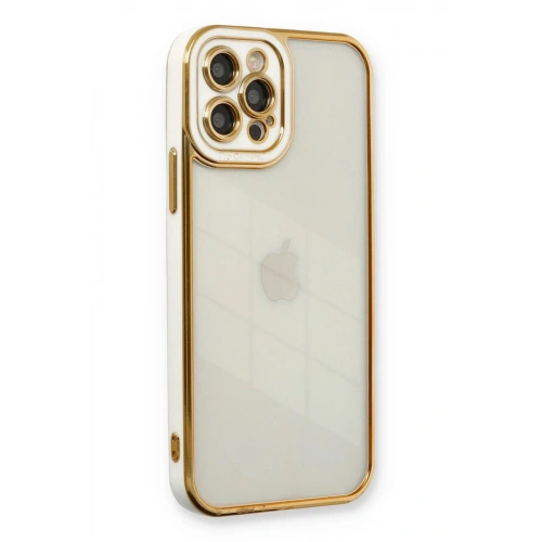 Mey İthalat®  iPhone 12 Pro Max Kılıf Liva Lens Silikon - Beyaz