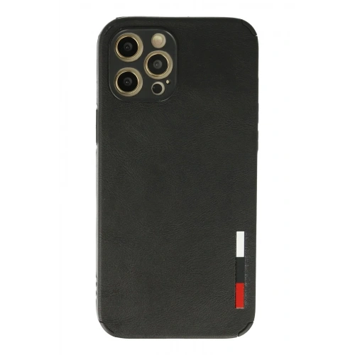 Mey İthalat®  iPhone 12 Pro Max Kılıf Loop Deri Silikon - Siyah
