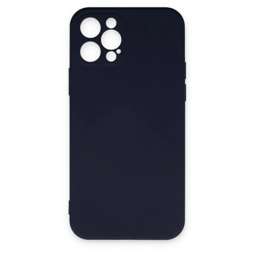 Mey İthalat®  iPhone 12 Pro Max Kılıf Nano içi Kadife Silikon - Lacivert