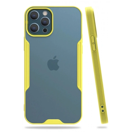 Mey İthalat®  iPhone 12 Pro Max Kılıf Platin Silikon - Sarı