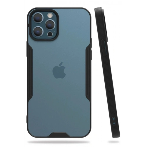 Mey İthalat®  iPhone 12 Pro Max Kılıf Platin Silikon - Siyah