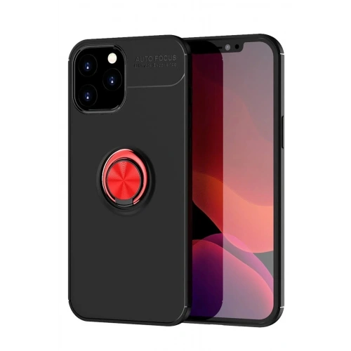 Mey İthalat®  iPhone 12 Pro Max Kılıf Range Yüzüklü Silikon - Siyah-Kırmızı