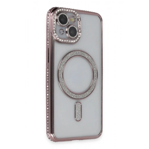 Mey İthalat®  iPhone 13 Kılıf Joke Simli Magneticsafe Kılıf - Pembe
