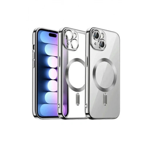 Mey İthalat®  iPhone 13 Kılıf Kross Magneticsafe Kapak - Gümüş
