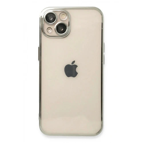 Mey İthalat®  iPhone 13 Kılıf  Lensli Silikon - Gümüş