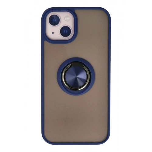 Mey İthalat®  iPhone 13 Kılıf Montreal Yüzüklü Silikon Kapak - Lacivert