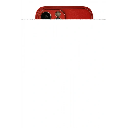 Mey İthalat®  iPhone 13 Pro Kılıf Coco Deri Silikon Kapak - Kırmızı
