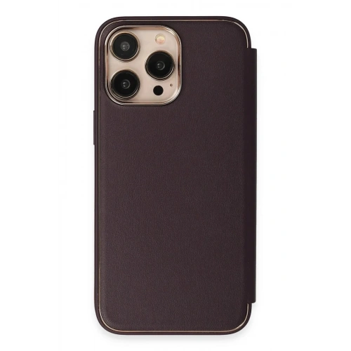 Mey İthalat®  iPhone 13 Pro Kılıf Dolpin Kapaklı - Derin Mor