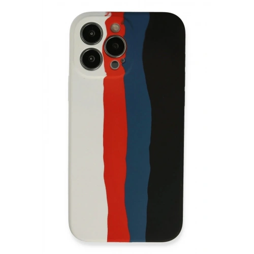 Mey İthalat®  iPhone 13 Pro Kılıf Ebruli Lansman Silikon - Beyaz-Siyah