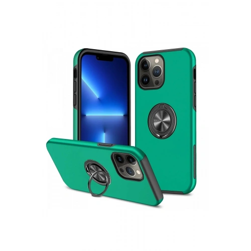 Mey İthalat®  iPhone 13 Pro Kılıf Elit Yüzüklü Kapak - Yeşil