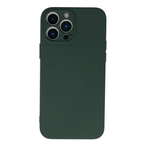 Mey İthalat®  iPhone 13 Pro Kılıf Nano içi Kadife Silikon - Koyu Yeşil