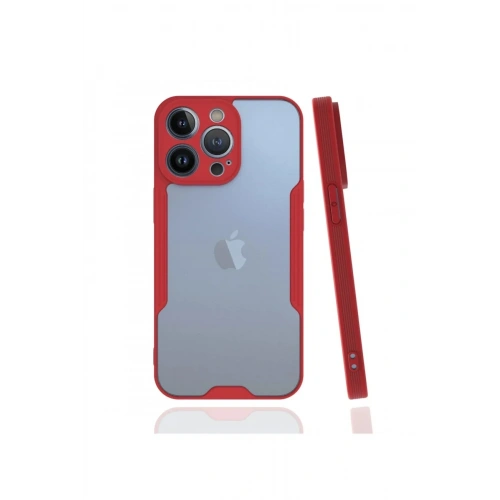 Mey İthalat®  iPhone 13 Pro Kılıf Platin Silikon - Kırmızı