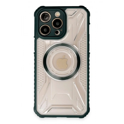Mey İthalat®  iPhone 13 Pro Kılıf Prag Magneticsafe Kapak - Koyu Yeşil