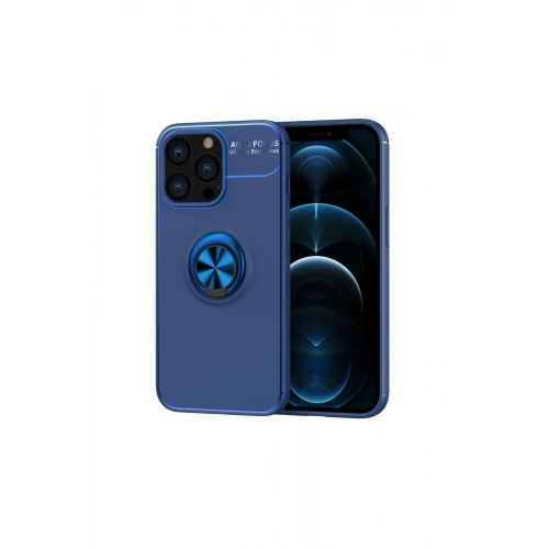 Mey İthalat®  iPhone 13 Pro Kılıf Range Yüzüklü Silikon - Mavi
