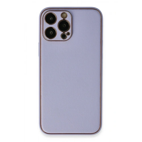 Mey İthalat®  iPhone 13 Pro Max Kılıf Coco Deri Silikon Kapak - Açık Lila
