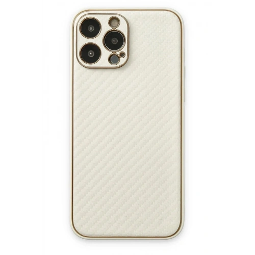 Mey İthalat®  iPhone 13 Pro Max Kılıf Coco Karbon Silikon - Beyaz