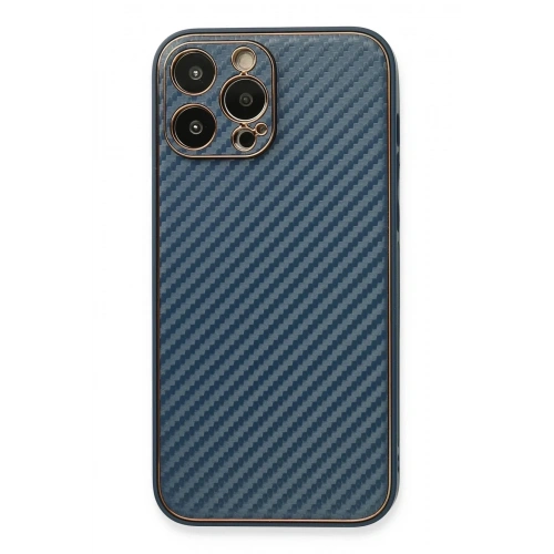 Mey İthalat®  iPhone 13 Pro Max Kılıf Coco Karbon Silikon - Mavi