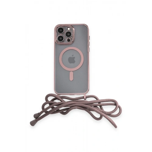 Mey İthalat®  iPhone 13 Pro Max Kılıf Divo Lazer Askılı Magsafe Kapak - Pembe