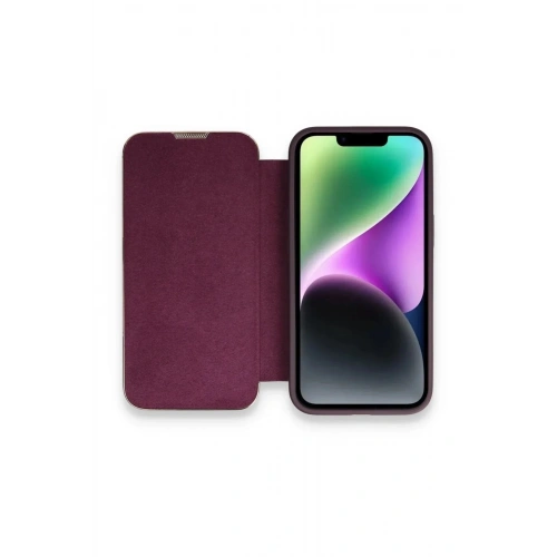 Mey İthalat®  iPhone 13 Pro Max Kılıf Dolpin Kapaklı - Derin Mor