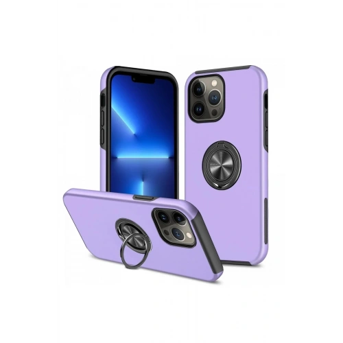 Mey İthalat®  iPhone 13 Pro Max Kılıf Elit Yüzüklü Kapak - Mor