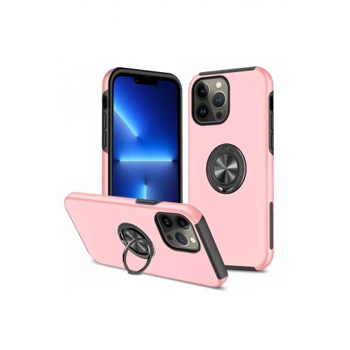 Mey İthalat®  iPhone 13 Pro Max Kılıf Elit Yüzüklü Kapak - Pembe