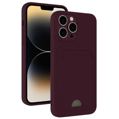 Mey İthalat®  iPhone 13 Pro Max Kılıf Kelvin Kartvizitli Silikon - Derin Mor