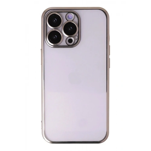 Mey İthalat®  iPhone 13 Pro Max Kılıf  Lensli Silikon - Gold