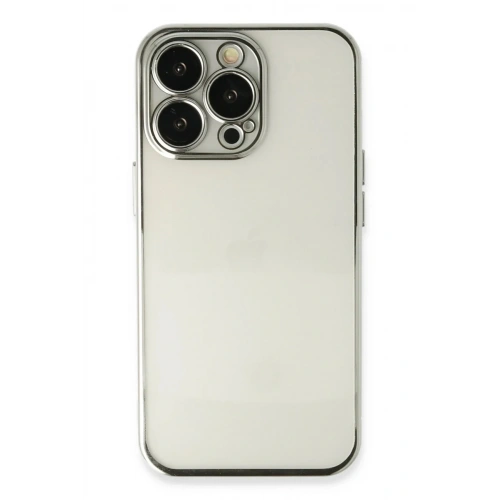Mey İthalat®  iPhone 13 Pro Max Kılıf  Lensli Silikon - Gümüş