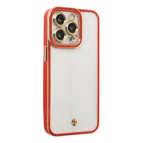 Mey İthalat®  iPhone 13 Pro Max Kılıf Liva Lens Silikon - Kırmızı