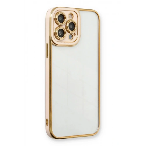 Mey İthalat®  iPhone 13 Pro Max Kılıf Liva Lens Silikon - Pudra