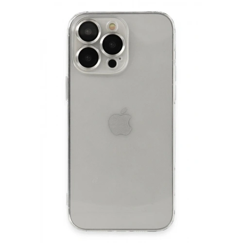 Mey İthalat®  iPhone 13 Pro Max Kılıf Luko Lens Silikon - Gümüş