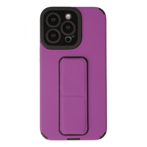 Mey İthalat®  iPhone 13 Pro Max Kılıf Mega Standlı Silikon - Mor