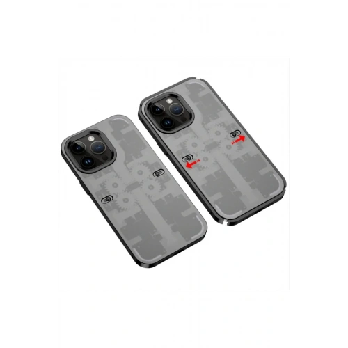 Mey İthalat®  iPhone 13 Pro Max Kılıf Mekanik Bumper Kapak - Siyah