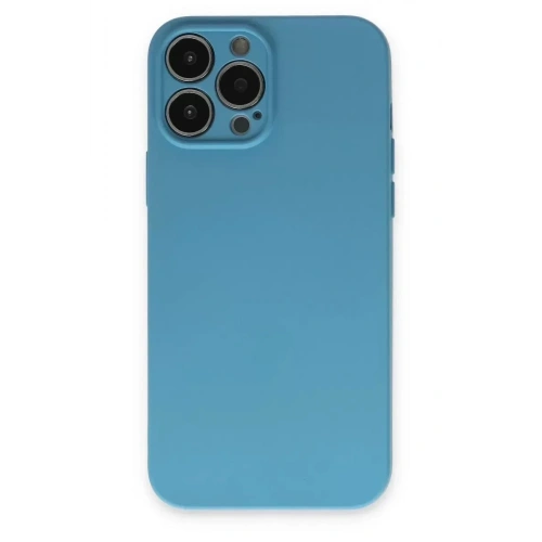Mey İthalat®  iPhone 13 Pro Max Kılıf Nano içi Kadife Silikon - Mavi