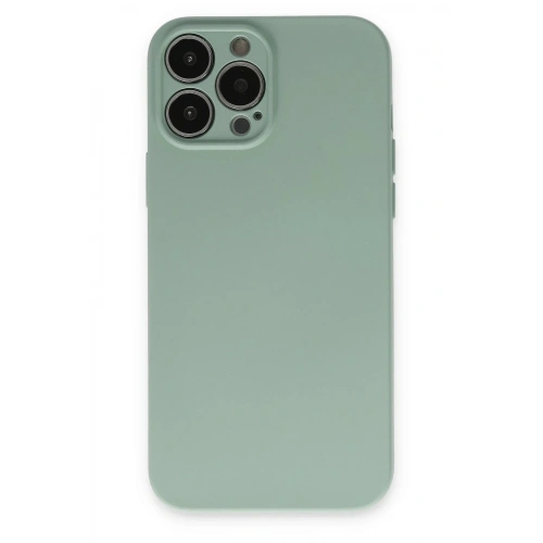 Mey İthalat®  iPhone 13 Pro Max Kılıf Nano içi Kadife Silikon - Su Yeşili