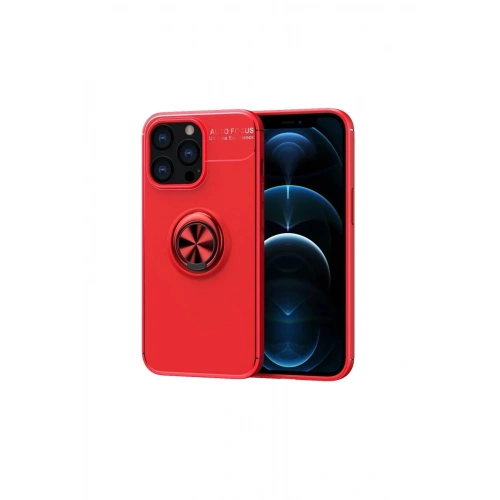 Mey İthalat®  iPhone 13 Pro Max Kılıf Range Yüzüklü Silikon - Kırmızı