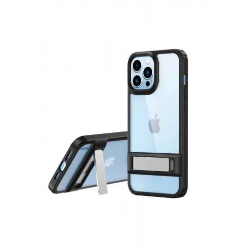 Mey İthalat®  iPhone 13 Pro Max Kılıf Rolet Stand Kapak - Siyah