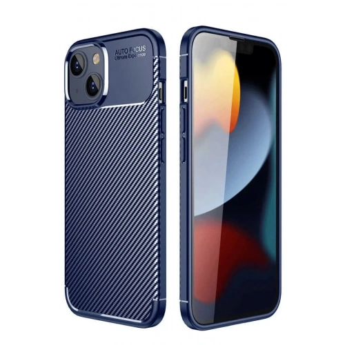 Mey İthalat®  iPhone 14 Kılıf Auto Focus Karbon Kapak - Lacivert