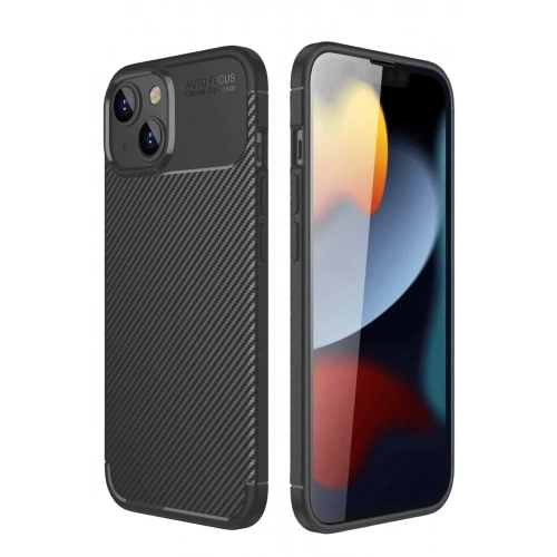 Mey İthalat®  iPhone 14 Kılıf Auto Focus Karbon Kapak - Siyah