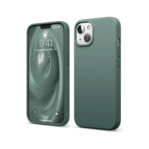 Mey İthalat®  iPhone 14 Kılıf First Silikon - Koyu Yeşil
