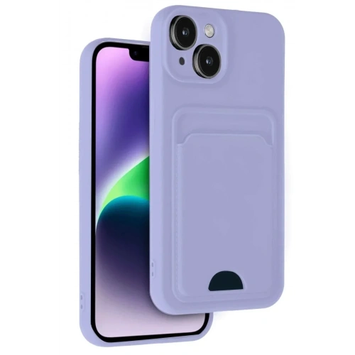 Mey İthalat®  iPhone 14 Kılıf Kelvin Kartvizitli Silikon - Lila