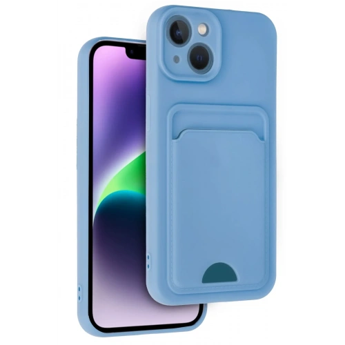 Mey İthalat®  iPhone 14 Kılıf Kelvin Kartvizitli Silikon - Mavi