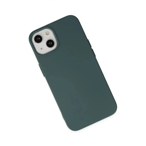 Mey İthalat®  iPhone 14 Kılıf Nano içi Kadife Silikon - Koyu Yeşil