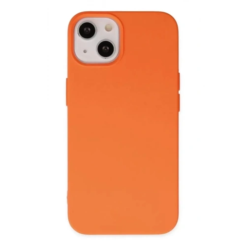 Mey İthalat®   iPhone 14 Kılıf Nano içi Kadife Silikon - Turuncu