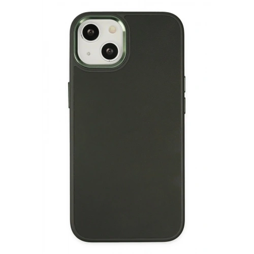 Mey İthalat®  iPhone 14 Plus Kılıf Asya Deri Silikon - Koyu Yeşil