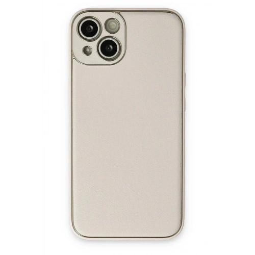 Mey İthalat®  iPhone 14 Plus Kılıf Coco Deri Silikon Kapak - Beyaz