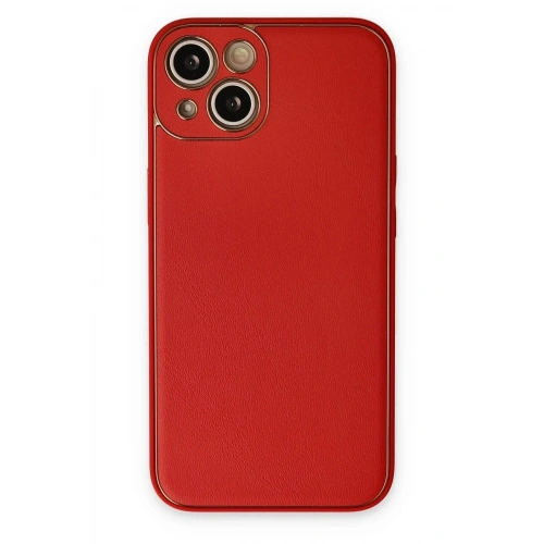 Mey İthalat®  iPhone 14 Plus Kılıf Coco Deri Silikon Kapak - Kırmızı