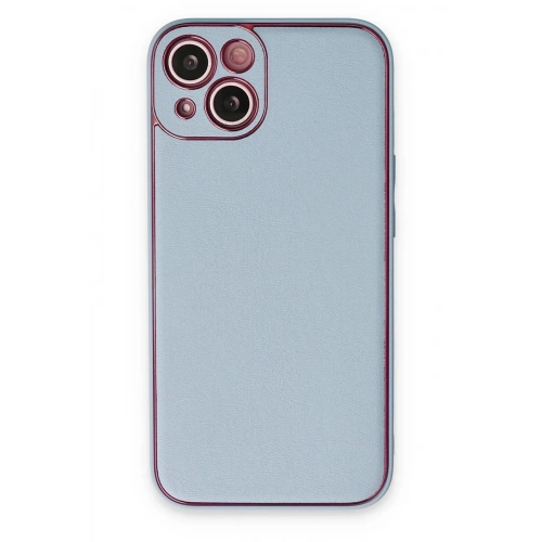 Mey İthalat®  iPhone 14 Plus Kılıf Coco Deri Silikon Kapak - Sky Blue